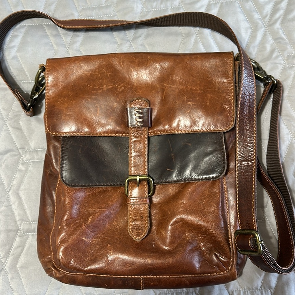 🇨🇦⭐️Milo Canada Ninetta Dual Colour Brown Genuine Leather Crossbody Messenger